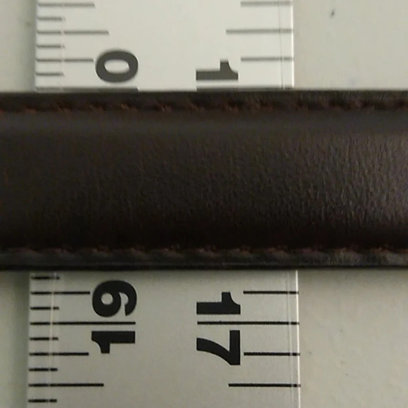 BROWN SEWN EDGE, GENUINE LEATHER 3/4" HEAVY SILVER BUCKLE & TIP END VINTAGE 1995 - Picture 6 of 8